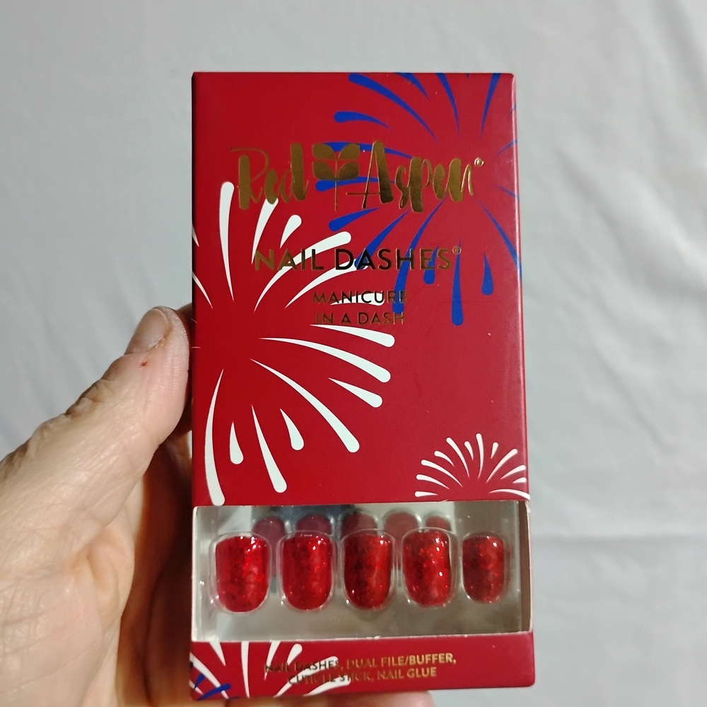 Red Aspen Red Glitter Avalon Nail Dashes Press-On Nails NEW